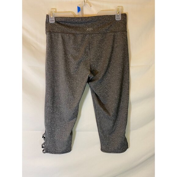 PRO PLAYER WOMENS SIZE XL STRETCH WORKOUT LEGGINGS CAPRI CROPPED Gray Activewear - Picture 2 of 2